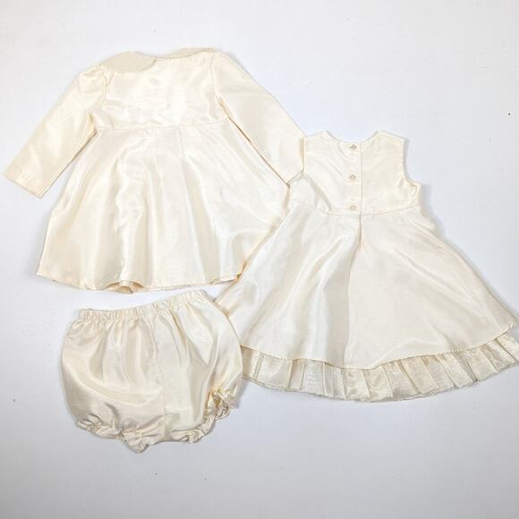 Bonnie Baby Dress Jacket Set Girls Size 18m Cream Shimmery - Picture 4 of 6